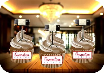 £2.85 • Buy Conductor Stand With Wand - 12 PREMIUM STAND UP Edible Cake Toppers Music Notes