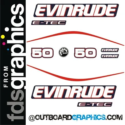 Evinrude 50hp ETEC / E-TEC Outboard Engine Decals/sticker Kit • $49.88
