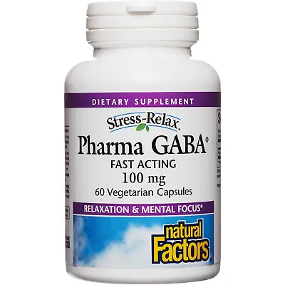 Natural Factors Stress-Relax Pharma GABA 100 Mg 60 Vegetarian Capsules • $21.99