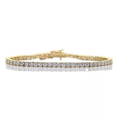 6.5TCW 3 MM Round Moissanite Tennis Bracelet 14K Yellow Gold Sterling Silver  • $89