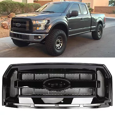For 2015 2016 2017 F-150 Front Upper Grille Grill Gloss Black • $90.90