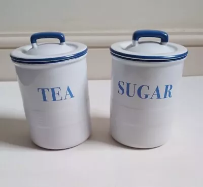 Mason Cash Enamour Blue & White Tea & Sugar Ceramic Storage Jars Canisters  • £20