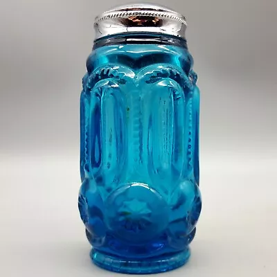 Single Vintage LE Smith Moon And Stars Teal Blue Glass Salt Or Pepper Shaker • $19.95