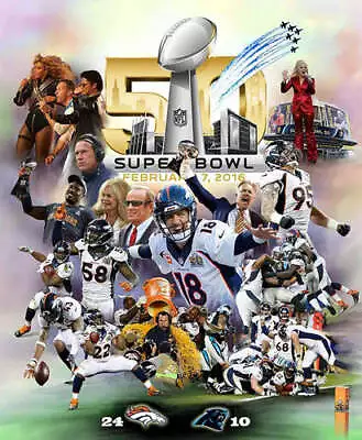 $31.49 • Buy Super Bowl 50 DENVER DOMINATION Broncos Champs Premium 20x24 POSTER Print