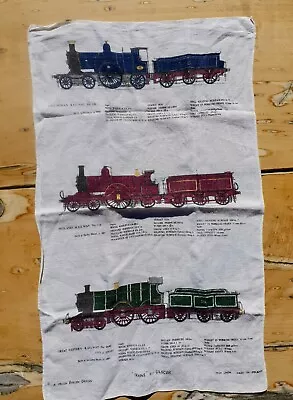 Vintage Linen Tea Towel  Trains  By Ulster Made In Ireland • $18.27