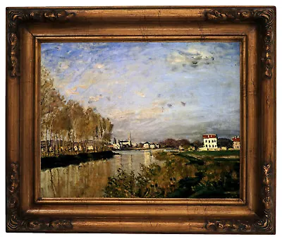 Monet The Seine At Argenteuil - Vanilla Sky Wood Framed Canvas Print Repro 11x14 • $99.63