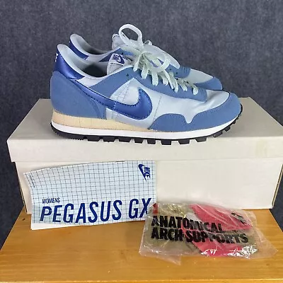 Nike Pegasus GX Womens 5 US Shoes VINTAGE Sneakers 80s 1980s Blue Suede *READ* • £123.51