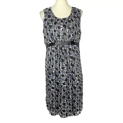 Motherhood Maternity Dress Sundress Womens Large L Blue Black Geometric Tie-Back • $11.33