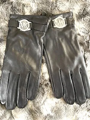 NEW W/Tags Michael Kors Leather Logo Gloves Black Women's Size XL • $55