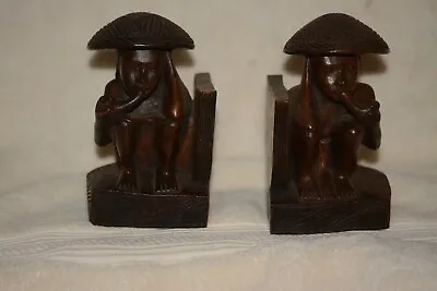 Bookends. Vintage Oriental Wooden Bookends • $6.98