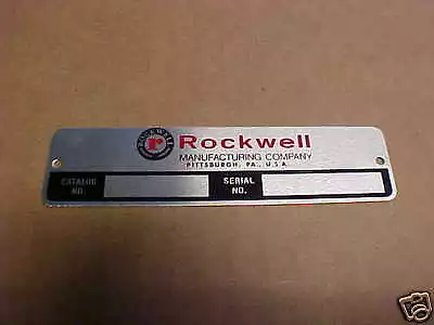 Rockwell Data Plate Power Tools Lathe Drill Press Table Saw Etc. Acid Etched • $179.16