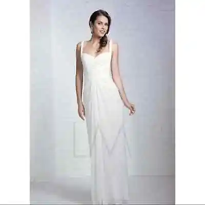 NWT LM By Mignon HY1200 Long Embellished Wrap Dress Ivory Size 6 • $125