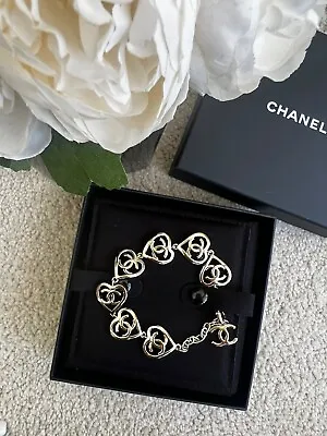 Chanel 22P Coco In Love Gold 7 Heart Shape CC Logo Charm Bracelet New!!! • $1365