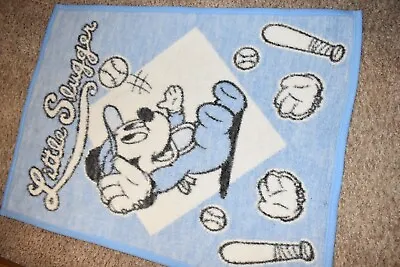 L3 Vintage 1984 Mickey Mouse Little Slugger Baseball Acrylic Baby Crib Blanket • $59.99