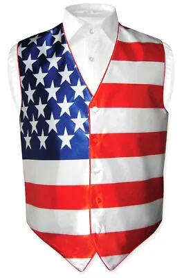 Men's Dress Vest American Flag Design Red White Blue Color For Suit Or Tuxedo • $22.95
