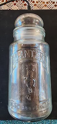 Vtg Mr. Peanut Planters 75th Anniversary Glass Jar 8  W/Vacuum Lid-1981 Perfect! • $5.95