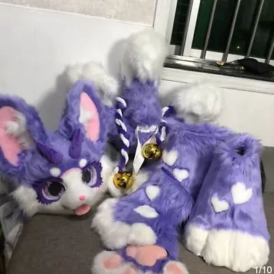 Fursuit Long Fur Husky Dog Fox Mascot Head Party Halloween Fur Cosplay • $768