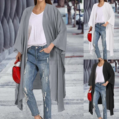 £10.79 • Buy UK Size Womens Batwing Open Long Maxi Kimono Shawl Cardigan Coat Jacket Top 8-26