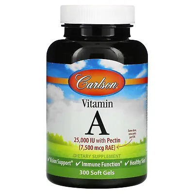Carlson Laboratories Vitamin A 25000 IU With Pectin 300 Softgel • $25.42