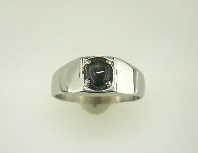 7 X 5 Mm Black Star Sapphire High Polish Sterling Silver Mens Ring • $69.99