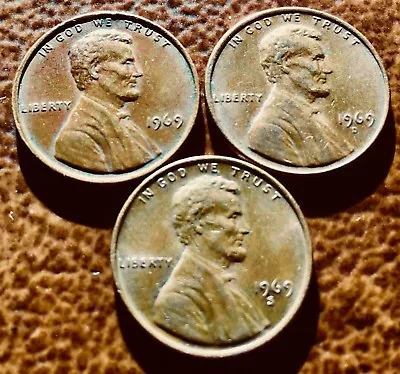 $2.09 • Buy 1969 P 1969 D 1969 S Lincoln Penny Copper Alloy Set Circulated.