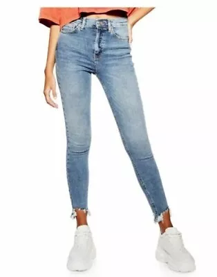 TopShop Women's Jamie Moto Jagged Hem Jeans 26X30 MSRP $80 • $20