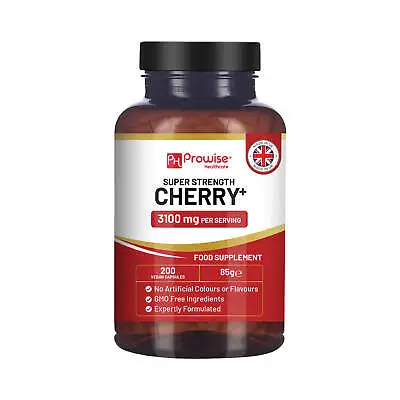 Montmorency Cherry+ 3100mg With Black Cherry For Gout Pain Relief 200 Vegan Caps • £12.90