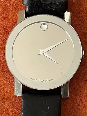 Movado Museum Watch Mans Size Mirror-like Dial And Bezel Keeping Time!! • $26