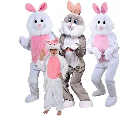 FUNNY BUNNY RABBIT DELUXE MASCOTS Fancy Dress Easter Costume Charity Adult Kids • £46.95