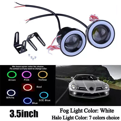 2* 89mm Car Projector LED Fog Light Lamp Round Purple Halo Angel Eye Ring Bulbs/ • $25.98