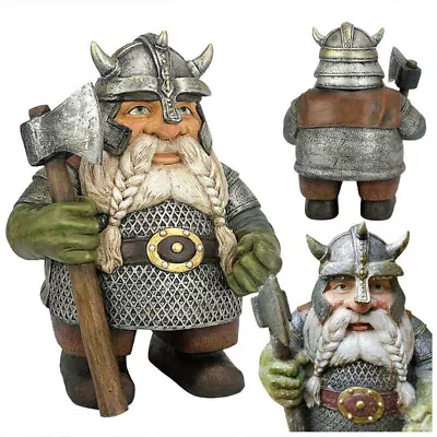 Norse Victor Viking Dwarf Gnome Garden Statue Yard Craft Ornament Lawn Figurine • £9.93