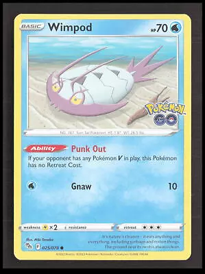 Wimpod 025/078 Common Pokemon GO Pokemon Tcg Card CB-1-2-B-24 • $1.29