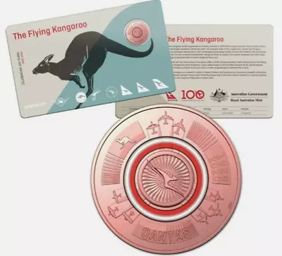 2020 $1 COPPER Coin Qantas Colored Flying Kangaroo RAM Limited Edition Large UNC • $170