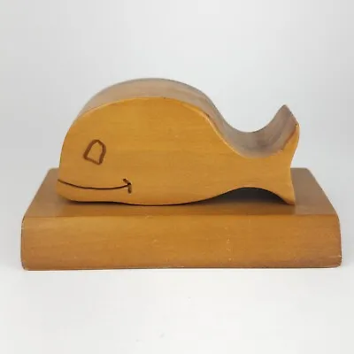 Vintage Handmade Wooden Whale Statue Figurine Paperweight Cutout 2.75 H • $24