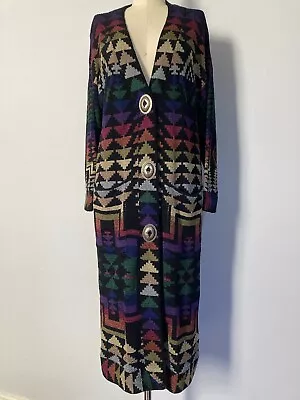 VTG Brenda French Rags Sweater Duster Coat M Navajo Southwest Aztec Western • $300