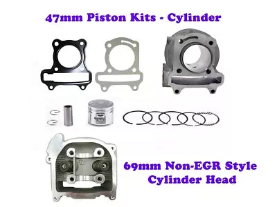 80cc 47mm BIG BORE KIT (#2) FOR SCOOTERS QMB139 MOTORS *69mm VALVES* NON-EGR • $44.98