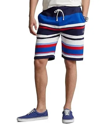 Polo Ralph Lauren Mens L Striped Cotton Blend Fleece Shorts W/ Pony 9.5  NWT • $40.45