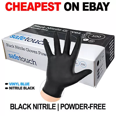 100 Black Nitrile Powder & Latex Free Thick Disposable Gloves Tattoo Mechanic • £47.99