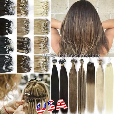 Micro Ring Loop Hair Extensions Micro Beads Link Real Human Hair Colored Fashion • $25
