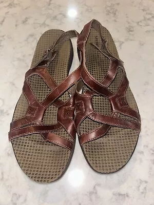 Merrell Agave Lavish Slingback Strappy Sandals Sz 10 Brown Leather • $17.99