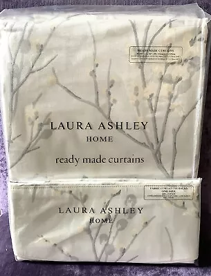 Laura Ashley Pussy Willow Dove Grey Curtains Tie Backs 88 W X 90 L (223 X 229cm) • £200