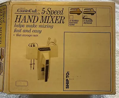 Vintage Sears Counter Craft 5 Speed Hand Held Mixer Almond Box Complete Works • $29