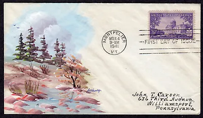 1941 Vermont Statehood 150th (Scott 903) - A.O. Henry Hand Painted FDC QX791 • $8