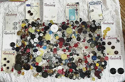 BUTTONS Huge Lot Of Vintage Buttons About 1.5 Lbs Of Plastic Glass Metal ETC C • $9.99