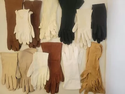 Vintage Ladies Pair Gloves Lot Of 13 Leather And Other Materials Vintage Fashion • $19.99