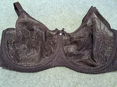 Wacoal Underwire Bra Metallic Gold Floral On Brown Sz 34DDD 855186 GUC • $13.95