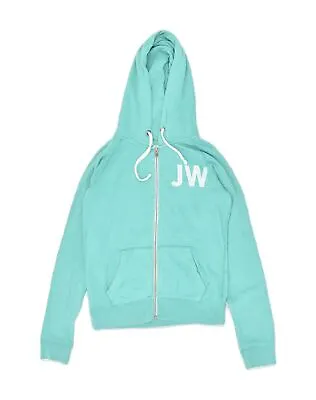JACK WILLS Womens Graphic Zip Hoodie Sweater UK 16 Large  Turquoise Cotton PO07 • £19.50