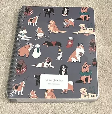 Vera Bradley Gray Mini Notebook W/ Interior Pocket Holiday Dogs College Ruled • $15.99