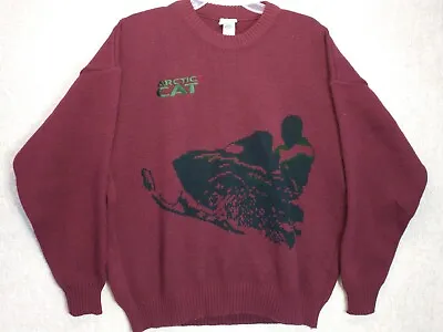 Vintage Arctic Wear Acrylic Sweater Mens Size XL Artic Cat Maroon Pullover Crew • $23.20