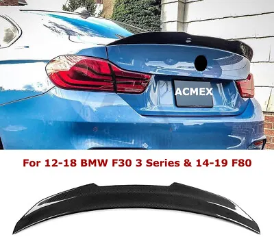 Rear Trunk Spoiler Carbon Fiber M4 Style For BMW F30 3 Series Sedan M3 F80 12-19 • $44.99